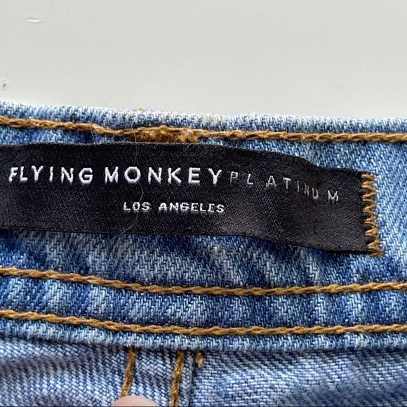 Flying Monkey Rose Embroidered Denim Bootie Shorts - 26 - Picture 3 of 11